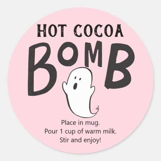 Hot Coco Bomb Roze Baby shower Ghost Ronde Sticker (Voorkant)