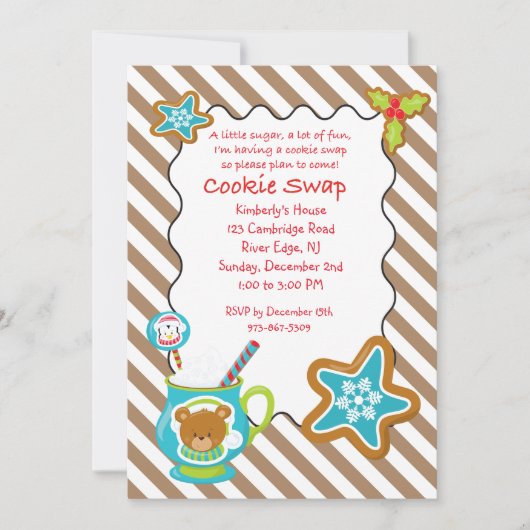 Hot Coco & Cookies Cookie Swap/Exchange-uitnodigin Kaart (Voorkant)
