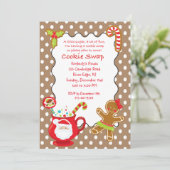 Hot Coco & Cookies Cookie Swap/Uitwisseling Uitnod Kaart (Staand voorkant)