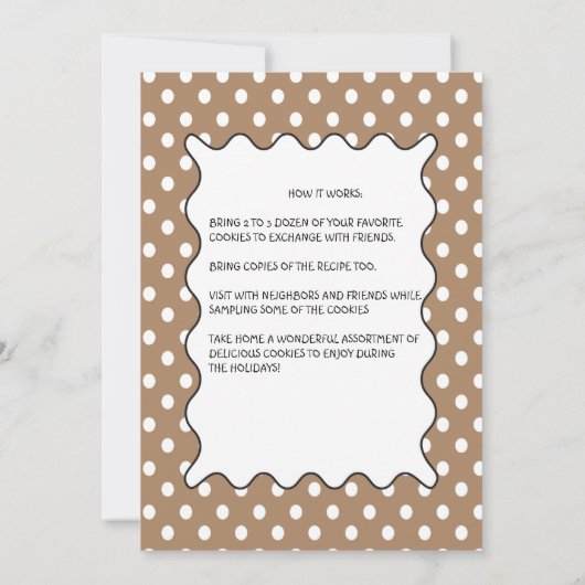 Hot Coco & Cookies Cookie Swap/Uitwisseling Uitnod Kaart (Achterkant)
