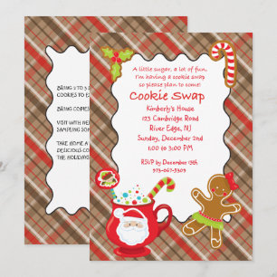 Hot Coco & Cookies Cookie Swap/Uitwisseling Uitnod Kaart