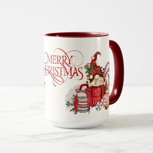 Hot-Coco-kerstgnoom Mok (Voorkant rechts)