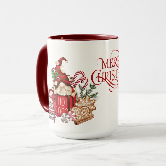 Hot-Coco-kerstgnoom Mok (Voorkant links)