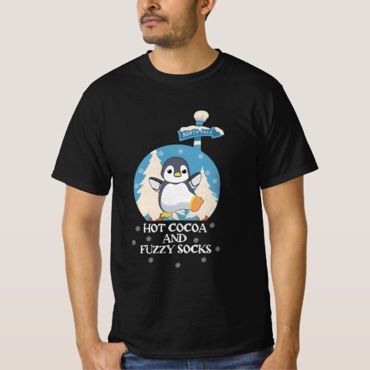 Hot Cocoa And Fuzzy Socks | Cute baby penguin T-shirt (Voorkant)