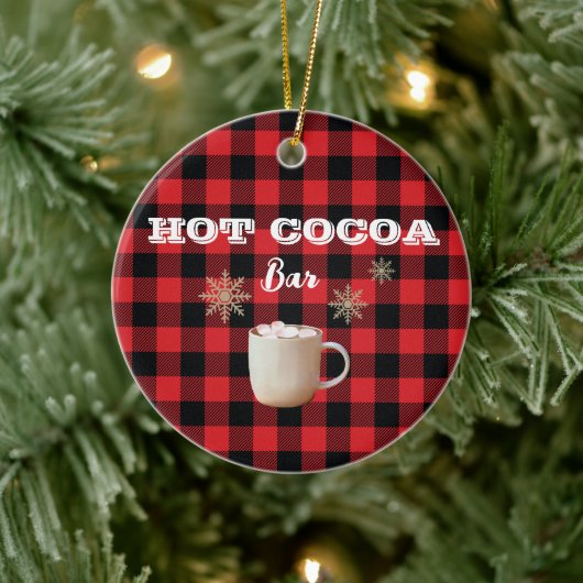 Hot Cocoa Bar Check Mountain Keramisch Ornament (Boom)