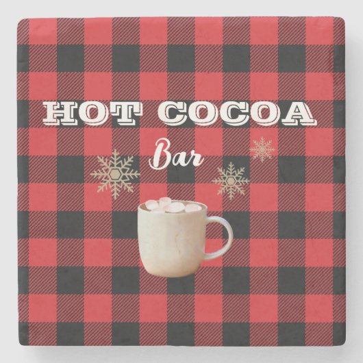 Hot Cocoa Bar Check Mountain Stenen Onderzetter (Voorkant)