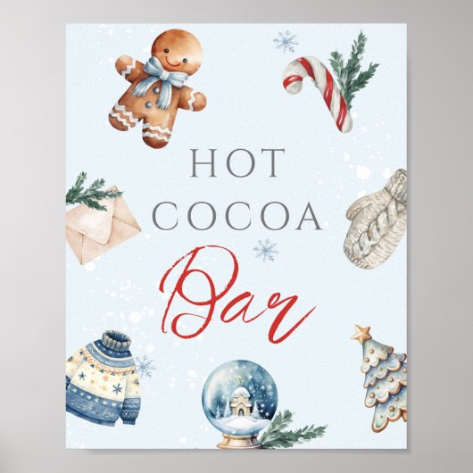 Hot Cocoa Bar Kerstmis Winter Eerste Verjaardag Poster (Voorkant)