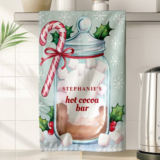 Hot Cocoa Bar Schattige Gepersonaliseerde Kerst Theedoek