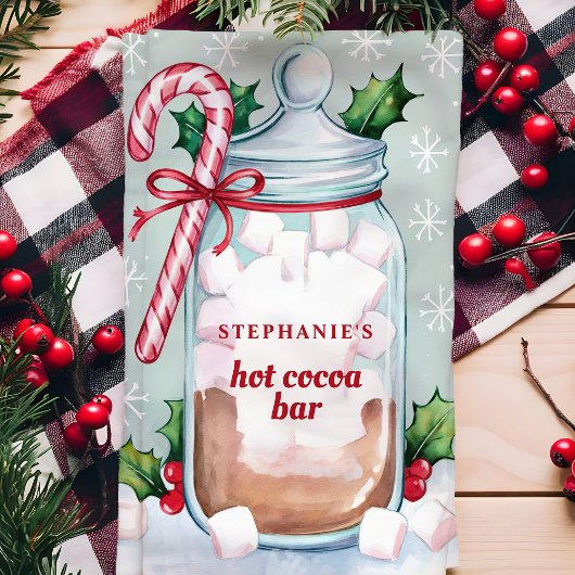 Hot Cocoa Bar Schattige Gepersonaliseerde Kerst Theedoek