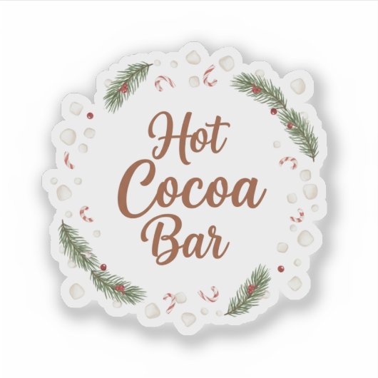 Hot Cocoa Bar Station Rustic Christmas Sticker (Voorkant)