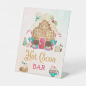 Hot Cocoa Bar Teken met Gingerbread House Reclamebord Met Voetstuk (Voorkant)