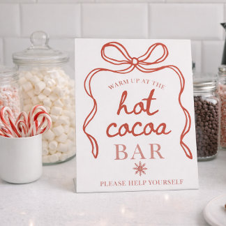 Hot Cocoa bar, Winter Party Sign Reclamebord Met Voetstuk