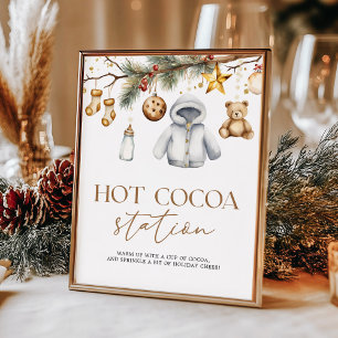 Hot Cocoa Boho Kerstvakantie Baby shower Poster