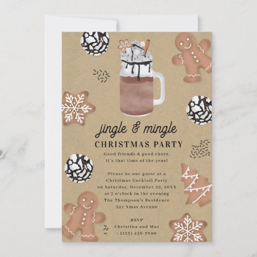 Hot Cocoa Chocolate Cookies Christmas Party Kaart (Voorkant)