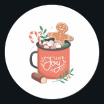 HOT COCOA CHRISTMAS RONDE STICKER<br><div class="desc">Een prachtig kersttshirt met een illustratie van een mok warme chocolade met een koekje in het ontbijt.</div>