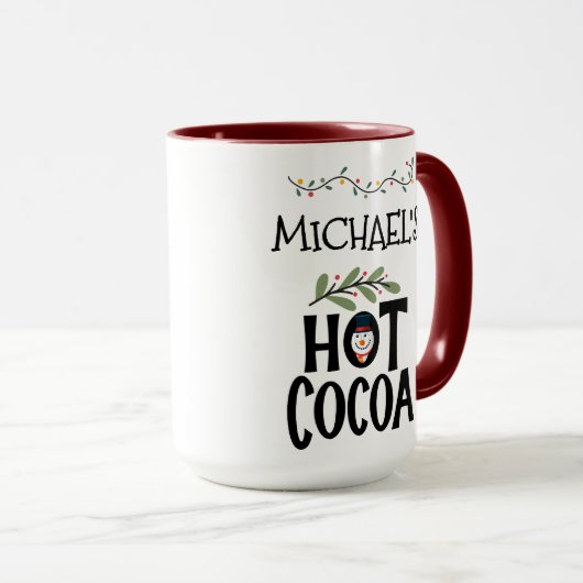 Hot Cocoa Christmas Snowman & aangepaste naam Mok (Voorkant rechts)