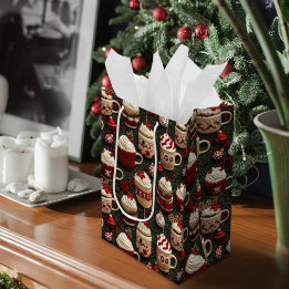 Hot Cocoa Christmas Tree Cups Gebreid Patroon Medium Cadeauzakje