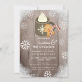 Hot Cocoa & Cookies Blue Verjaardag Uitnodiging (Voorkant)