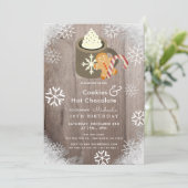 Hot Cocoa & Cookies Blue Verjaardag Uitnodiging (Staand voorkant)