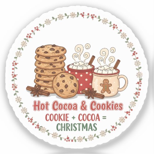 Hot Cocoa & Cookies Christmas Sticker (Voorkant)