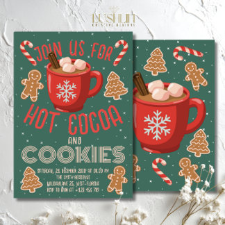 Hot Cocoa & Cookies Holiday Invitation | Christmas Kaart