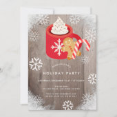 Hot Cocoa & Cookies Rode Vakantie Uitnodiging (Voorkant)