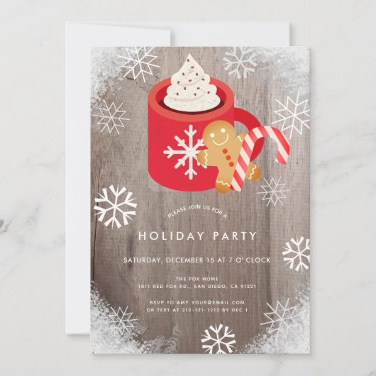 Hot Cocoa & Cookies Rode Vakantie Uitnodiging (Voorkant)