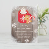 Hot Cocoa & Cookies Rode Vakantie Uitnodiging (Staand voorkant)