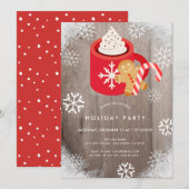 Hot Cocoa & Cookies Rode Vakantie Uitnodiging (Voorkant / Achterkant)