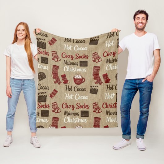 Hot Cocoa Cozy Socks & Christmas Movies Warm  Fleece Deken (In situ)