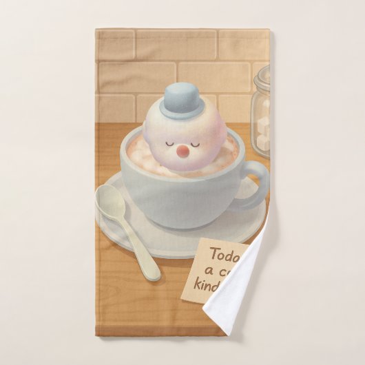 Hot Cocoa Day: Smiling Bichon Marshmallow Art Bad Handdoek (Handdoek)