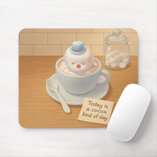 Hot Cocoa Day: Smiling Bichon Marshmallow Art Muismat (Met muis)