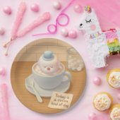 Hot Cocoa Day: Smiling Bichon Marshmallow Art Papieren Bordje (Feest)