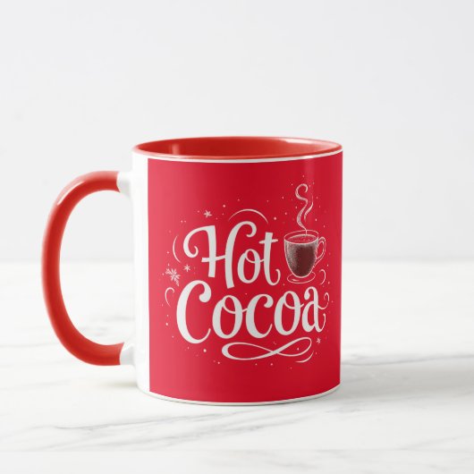 Hot Cocoa Elegant White Script Kerstfeest Mok (Links)