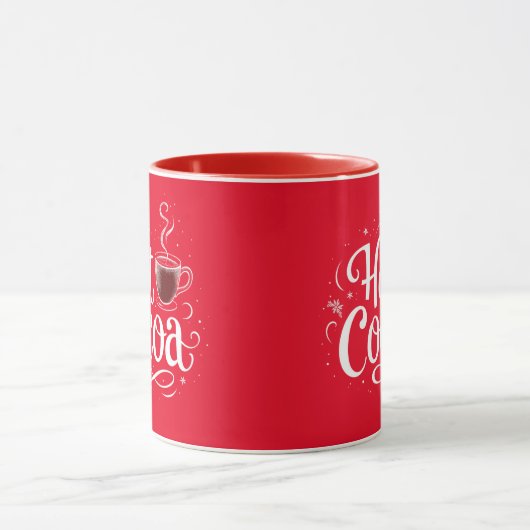Hot Cocoa Elegant White Script Kerstfeest Mok (Midden)