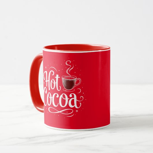 Hot Cocoa Elegant White Script Kerstfeest Mok (Voorkant links)