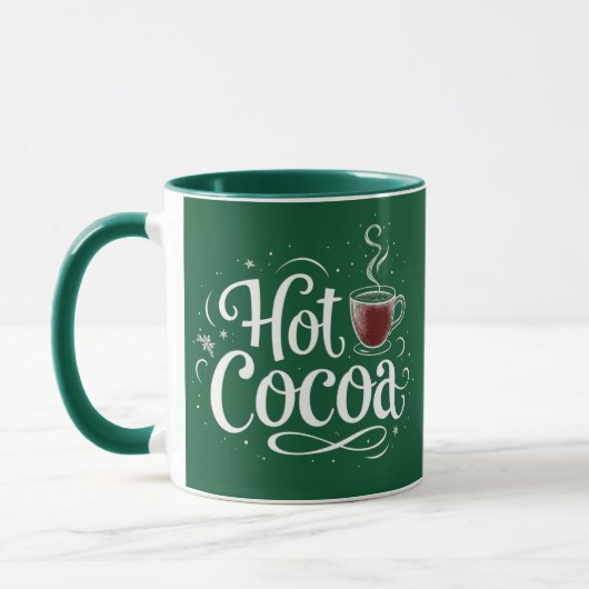 Hot Cocoa Elegant White Script Quote Hot Cocoa Mok (Links)