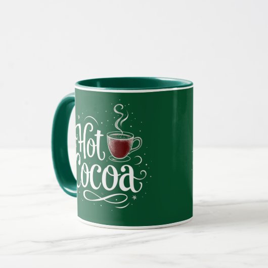 Hot Cocoa Elegant White Script Quote Hot Cocoa Mok (Voorkant links)