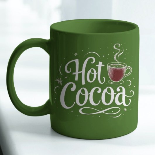 Hot Cocoa Elegant White Script Quote Hot Cocoa Mok