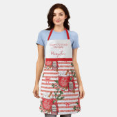 Hot Cocoa en Candy Cane Kerstmis Gepersonaliseerd Schort (Gedragen)