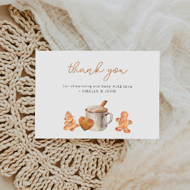 Hot Cocoa en Cookies Baby shower Dank u kaart