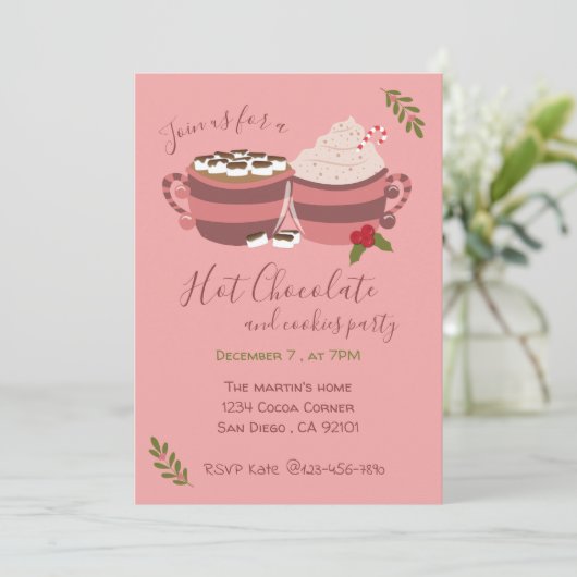 Hot Cocoa en Cookies Uitnodiging van het Kerstfees (Staand voorkant)
