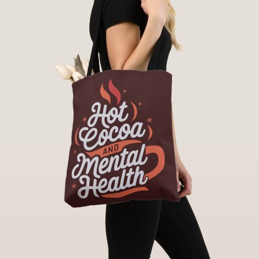 Hot Cocoa en Geestelijke Gezondheid Gepersonalisee Tote Bag (Dichtbij)