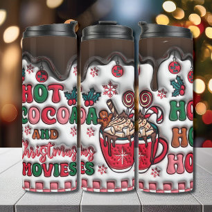 Hot Cocoa en kerst Film Opgeblazen 3D Puffy Thermosbeker