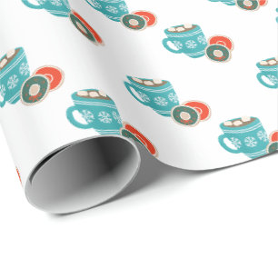 Hot Cocoa en kerstkoekjes ontwerp Cadeaupapier