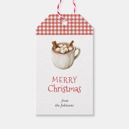 Hot Cocoa Gingham Christmas Cadeaulabel (Voorkant)