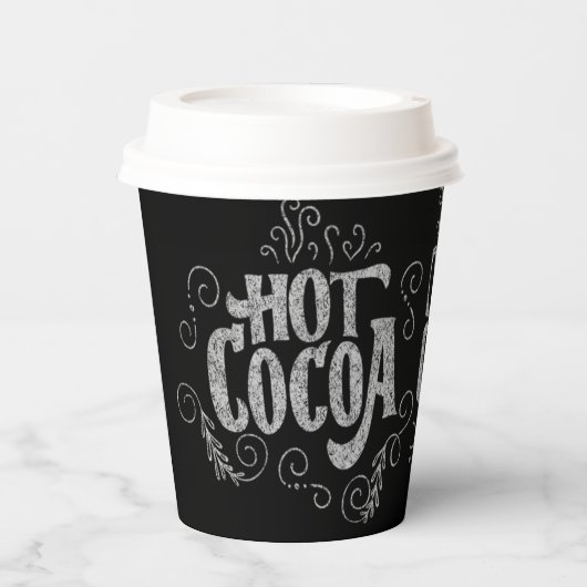 Hot Cocoa Hand Lettering Krijtbord Twee-Tone Koffi Papieren Bekers (Voorkant)