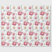 Hot Cocoa Holiday Party Watercolor Art Cadeaupapier (Vlak)