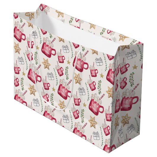 Hot Cocoa Holiday Party Watercolor Art Groot Cadeauzakje (Voorkant Gekanteld)
