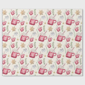 Hot Cocoa Holiday Party Waterverf Kunst Cadeaupapier (Vlak)